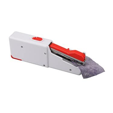 Imagem de Máquina de costura portátil, mini máquina de costura elétrica portátil com bateria para iniciantes, roupas, calças, cortinas, viagens em casa