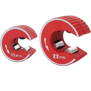 Imagem de 2 peças de cortador de tubo de cobre de 15 mm e 22 mm, mini ferramenta de corte de tubo de liga de zinco para cortar tubos de cobre e alumínio, vermelho (15 mm e 22 mm)