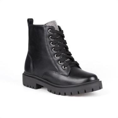 Imagem de Coturno Feminino Preto Cano Curto Solado Tratorado Zíper Confortável-Feminino