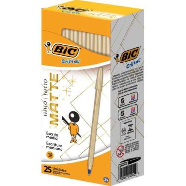 Imagem de Caneta Esferográfica Cristal Mate Ouro Caixa C/25 - BIC