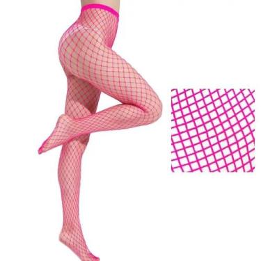 Imagem de Meia-Calça Arrastão Neon  Cores Sortidas Vibrantes - Genérico