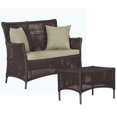 Imagem de 1 Sofá E Mesa Igapó Alumínio Preta Corda Náutica E7 Trama Marrom