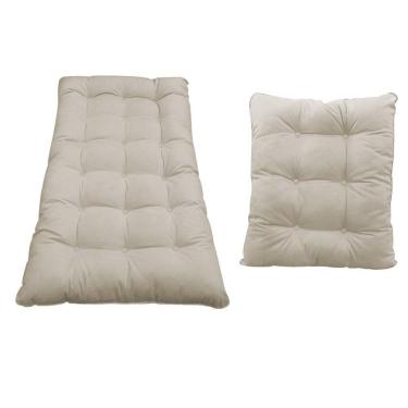 Imagem de Kit Almofadas Para Poltrona Puff Costela Bege