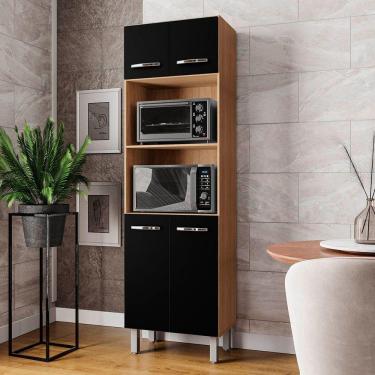 Imagem de Paneleiro íris 4 Portas Cozinha Mb1 200cm Cor Savana Preto Pc
