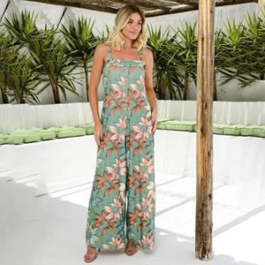 Imagem de Macacão Pantalona Alça Fina B’Bonnie Noa Floral Verde-Feminino