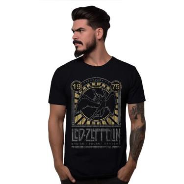 Imagem de Camiseta Preta Banda Led Zeppelin Madison Square Garden Bomber Rock, E