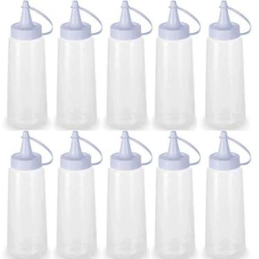 Imagem de 10 Frascos Plásticos para Molhos 250ml Tubo Bisnaga de Maionese Ketchu