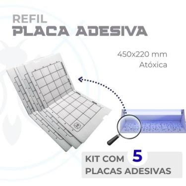 Imagem de Refil Placa Adesiva 450x220 mm para Armadilha Luminosa Kit 5 Unidades 