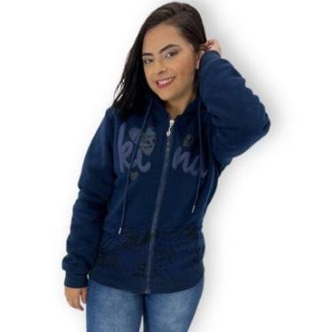 Imagem de Blusa Moletom Feminina Peluciada Aberta Com Capuz Inverno Frio Casaco Moleton-Feminino