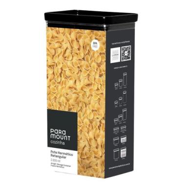 Imagem de Pote Hermético Lumini Retangular Black 2,6 Litros Empilhável - Paramou