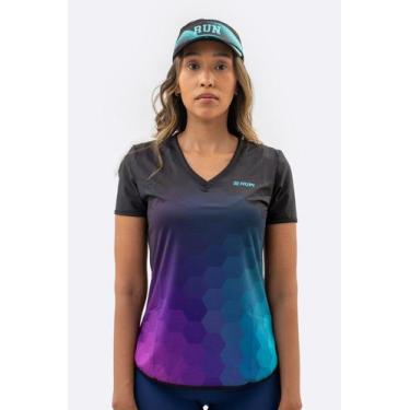 Imagem de Camiseta Dry Fit Feminina HUPI Boreal, Preto, Roxo, GG