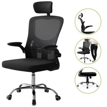 Imagem de Cadeira Escritório Ergonômica Premium Preto Giratória Mesh Apoio Lomba