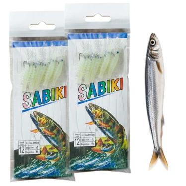 Imagem de Isca Artificial Camarao Pesca Sabiki Kit 2 Uni Fluorescente Lambari Ro