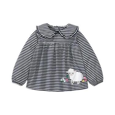 Imagem de Camiseta Listrada De Manga Comprida Para Meninas, Little Maven Animal 