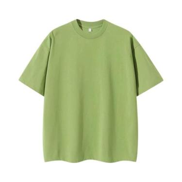 Imagem de Camiseta Masculina Oversized De Verão 260GSM Moda Coreana Manga Curta 