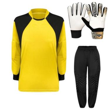 Imagem de Kit de Goleiro Infantil Camisa + Calça Acolchoada + Luva Penalty Delta