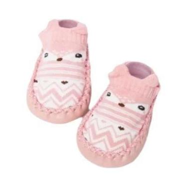 Imagem de Meias Sapatilhas Unissex Para Bebês Com Solas De Borracha Antiderrapan