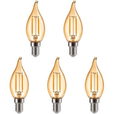 Imagem de 5 Lâmpada Vela Chama Retrô 2W 220V Filamento Led E14 Âmbar - Avant