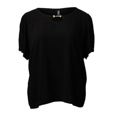 Imagem de Blusa Feminina Averzzy Plus Size com Detalhe no Decote Preta-Feminino