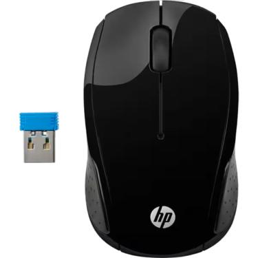 Imagem de Mouse Sem Fio HP 200 Ambidestro Preto Óptico Receptor Nano 3 Botões USB Plug and Play