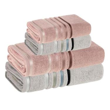 Imagem de Jogo Toalha de Banho Karsten Gigante Fio Penteado 4 Peças, Platina com