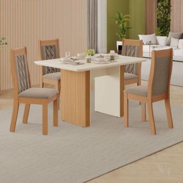 Imagem de Conjunto de Sala de Jantar Analice 1,20 com 4 Cadeiras 100 MDF - MH Mó
