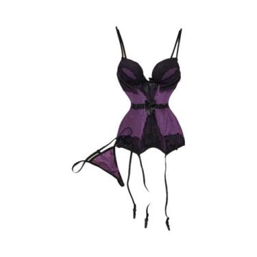 Imagem de Vestido De Lingerie Sexy Feminino Com Decote Em V, Alças Cruzadas, Ren
