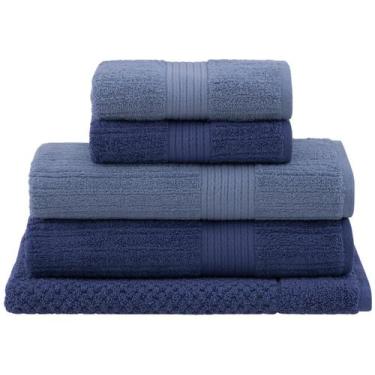 Imagem de Jogo toalha de banho gigante 5 peças fio penteado - buddemeyer, Azul
