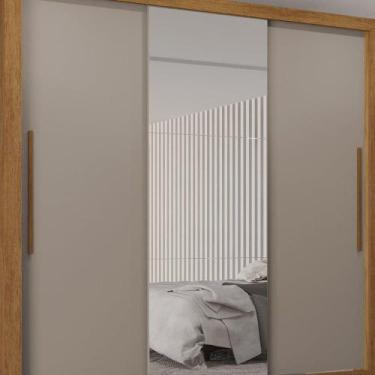 Imagem de Guarda Roupa Casal Panamá 3 Portas 4 Gavetas Cinamomo MDP - SALLÊTO MÓ