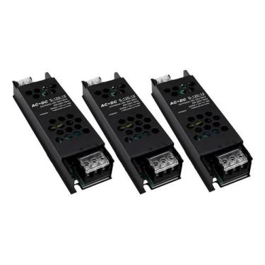 Imagem de Kit 3 Fonte Chaveada 12v 10a 120w P/ Cftv Fita Led Som Preta - Pontoki