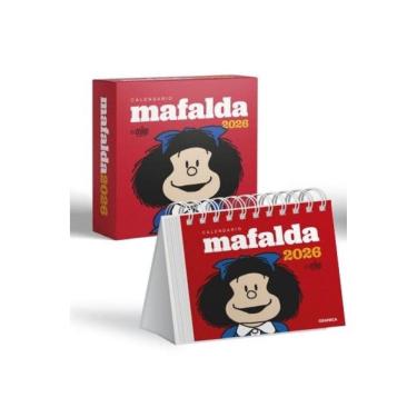 Imagem de 2026 Calendario Mafalda Rojo Escritorio - Un Dia A La Vista - Con Caja