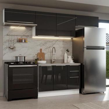 Imagem de Armário De Cozinha Completa 280 Cm Branco/preto Lux Madesa 01 Branco/p