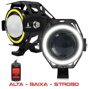 Imagem de Par Farol Milha led moto Universal aluminio U7 com botão GT821- Lorben
