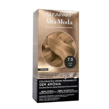 Imagem de Tintura de Cabelo Alta Moda Sem Amônia Coloração Permanente Louro 7.0 