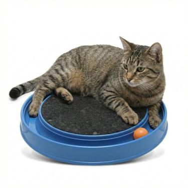 Imagem de Arranhador Para Gatos Redondo Com Bolinha Anti-estresse De Carpete E P