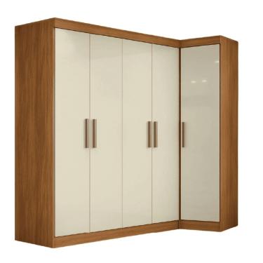Imagem de Guarda Roupas Modulado de Canto Madrid com 5 Portas e 2 Gavetas Maxel