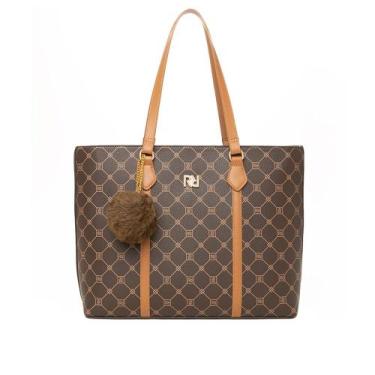 Imagem de Bolsa Feminina Rafitthy Tiracolo Grande Pompom Marrom, Marrom, Único