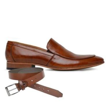 Imagem de Sapato Social Caramelo Em Couro + Cinto 045885-Masculino