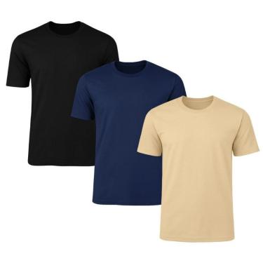 Imagem de Kit 3 Camisetas Masculina Lisa Básica 100% Algodão-Masculino
