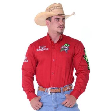 Imagem de Camisa Masculina Radade Country Bordada Green Bull P/ Rodeio, Vermelho