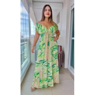 Imagem de Vestido Longo Indiano Estampado Toque de Seda-Cod.LDR-17594 - Aleci Fa