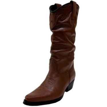 Imagem de Bota Texana Bico Fino Feminina Western Oklahoma Country, Marrom, 39