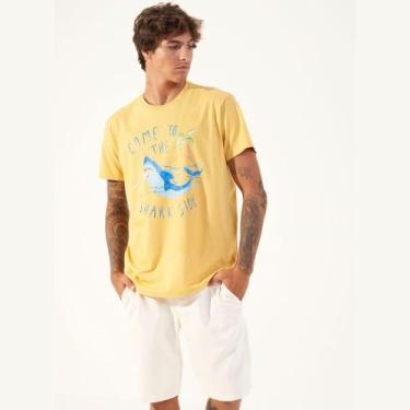 Imagem de Camiseta Colcci Shark Side Masculina Amarelo Gisbert, Amarelo, G