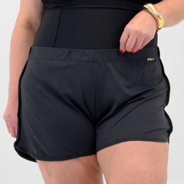Imagem de Saída de Praia Uai Brasil Shorts Plus Size Feminina, 54, Preto