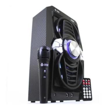 Imagem de Caixa De Som Portátil Bluetooth Mp3 Usb Fm Karaokê Preta - Portway