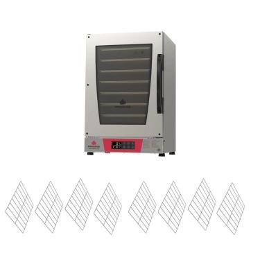 Imagem de Kit Forno Turbo Elétrico Profissional Digital Progás Elétrica PRP-008 Plus Aço Inox com 8 Grades Vermelho 220V
