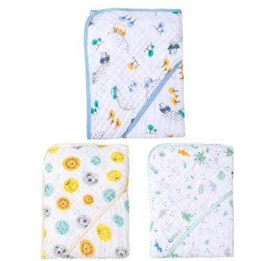 Imagem de Kit com 3 unidades de toalha de banho para bebê soft 2 camadas com cap