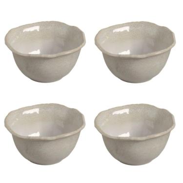 Imagem de Conjunto de Bowls Orgânico Eco Arenito 4 Peças 670ML Cerâmica Stoneware Acabamento Manual Bege Porto Brasil