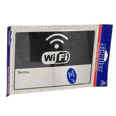 Imagem de Placa de Sinalização Wifi Coloque a Sua Senha em Alumínio Auto-Adesiva 16x23cm Sinalize