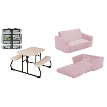 Imagem de Mesa de piquenique infantil Lifetime 280094 Almond e sofá rosa